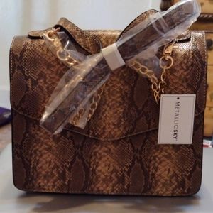 Metallic Sky faux snake skin shoulder bag